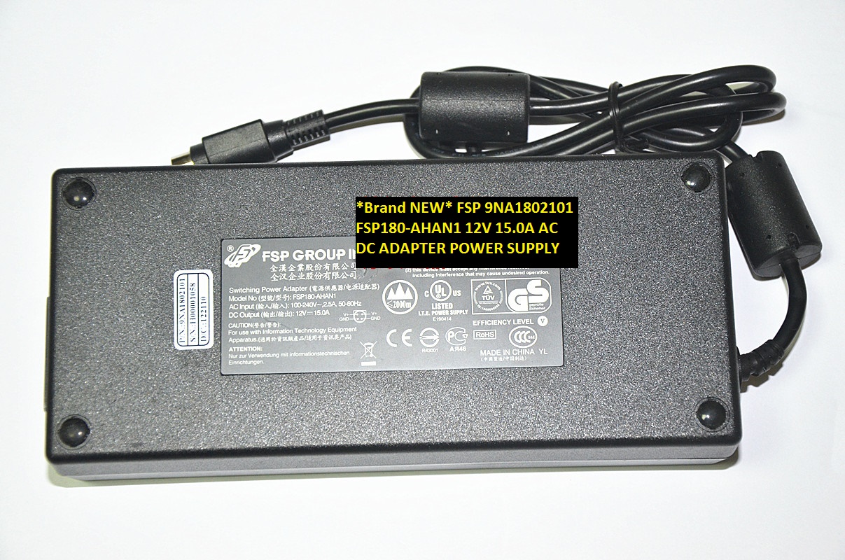 *Brand NEW* FSP 9NA1802101 FSP180-AHAN1 12V 15.0A AC DC ADAPTER POWER SUPPLY